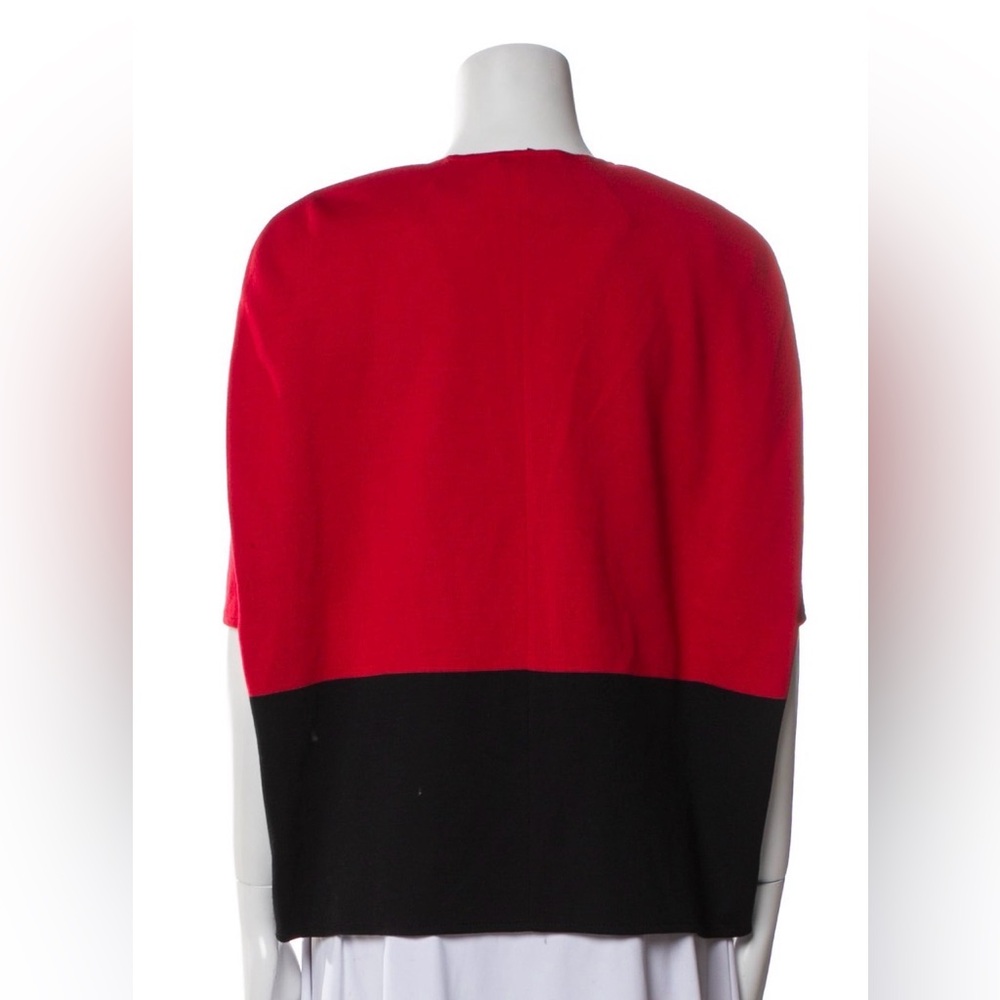 ST JOHN KNIT RED WHITE BLACK  KNIT Colorblock Cape Jacket - Size P (Small) - Picture 10 of 14